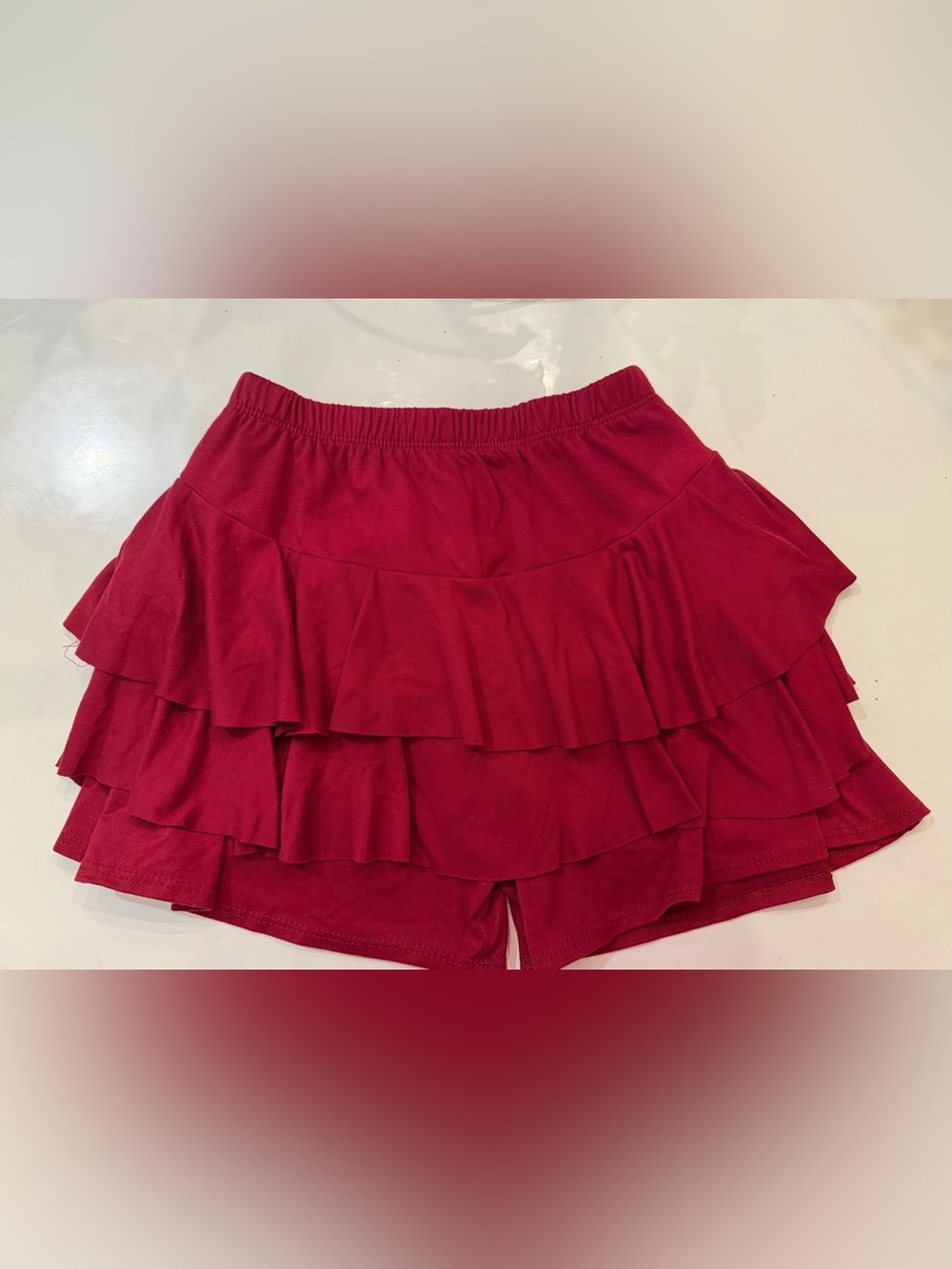 Girls' Burgundy Layered Ruffle Skort with Elastic Waist NWOT